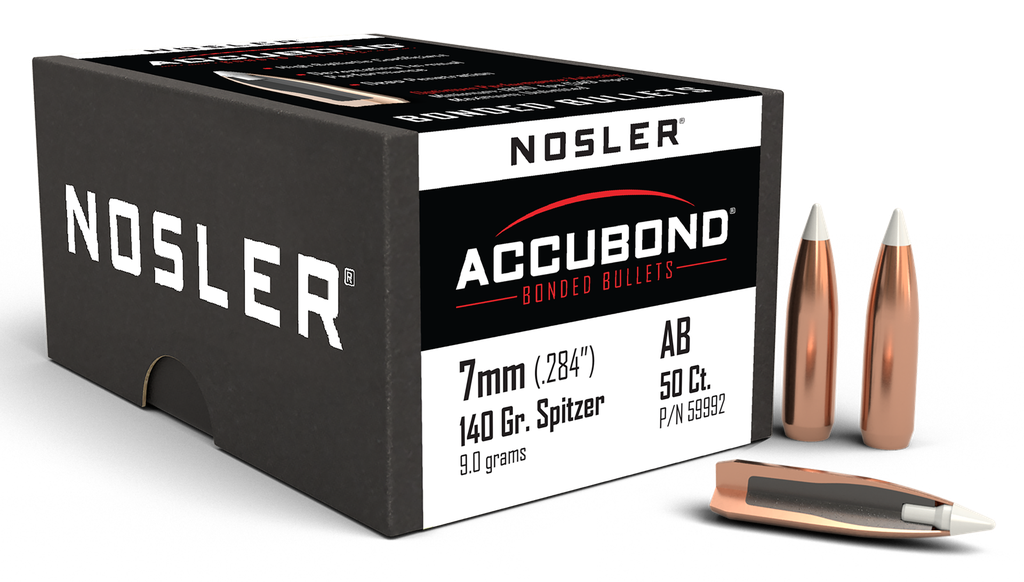 NOSLER 59992 ACCUBOND 7MM 140 GRAIN SPITZER POINT 50 CNT