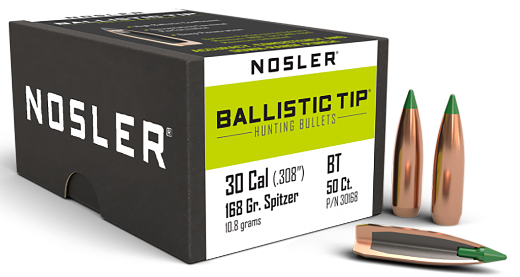 NOSLER 30168 BALLISTIC TIP 30 CALIBER 168 GRAIN SPITZER 50 CNT