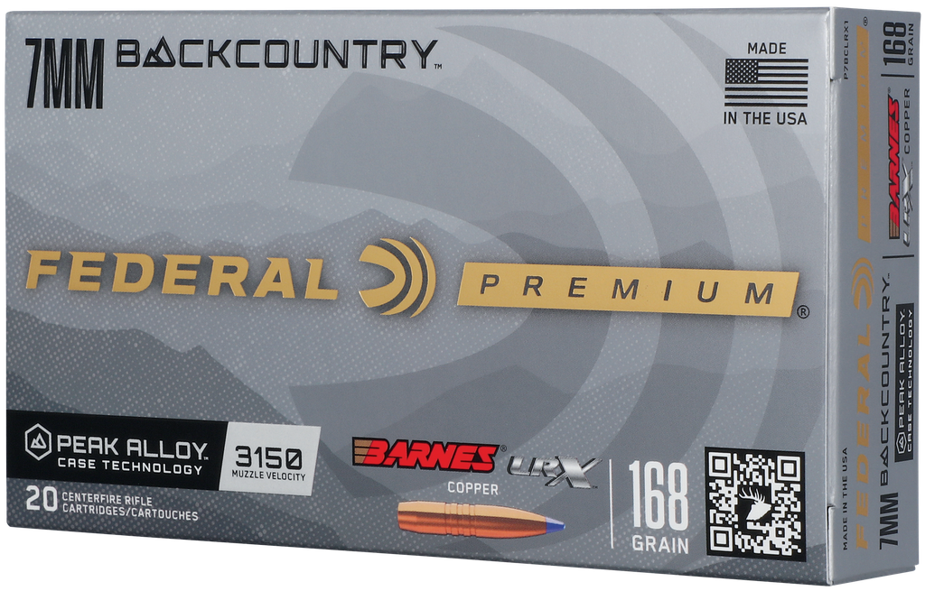 FEDERAL P7BCLRX1 BACKCOUNTRY 7MM BACKCOUNTRY 168 GRAIN 20 PER BOX