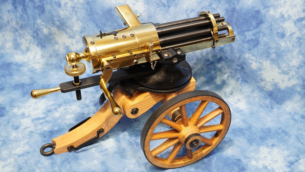 TIPPMANN ORDNANCE TG-900-G BRASS 9MM GATLING GUN W/CARRIAGE
