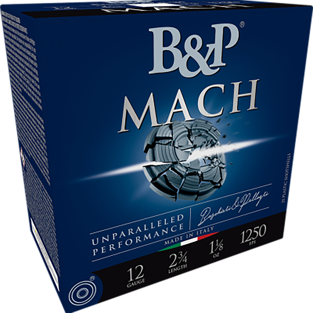 B&P AMMUNITION 12B1F2L8 MACH LV 12GA 2.75" 1 OZ 8 SHOT 25RD