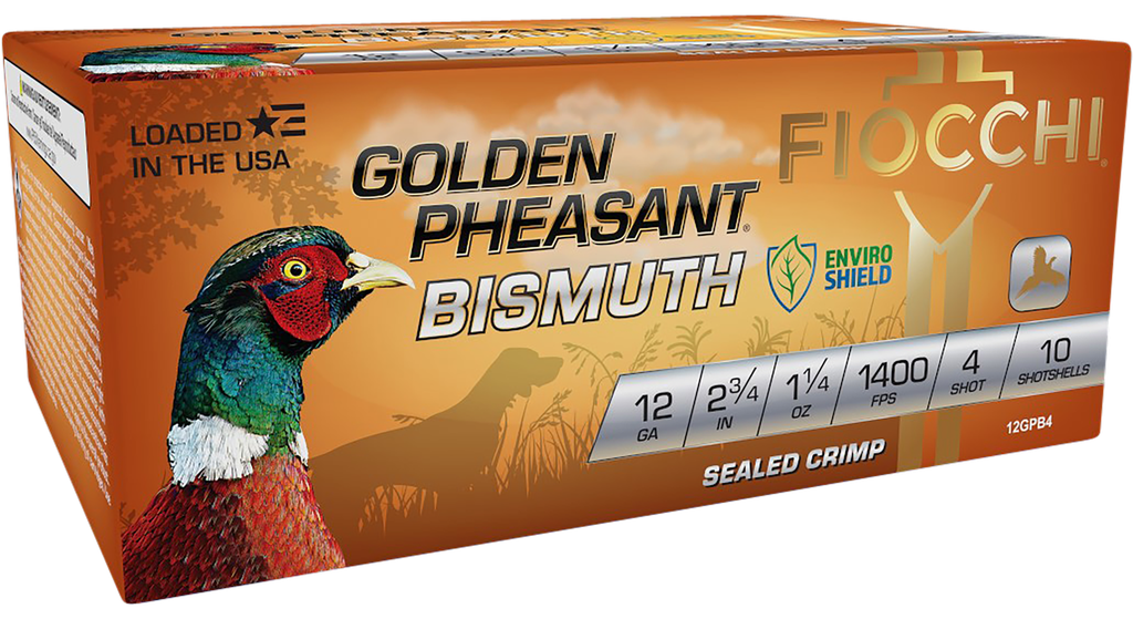FIOCCHI 12GPB4 GOLDEN PHEASANT BISMUTH 12 GA 2.75" 1 1/4OZ 4 SHOT 10 PER