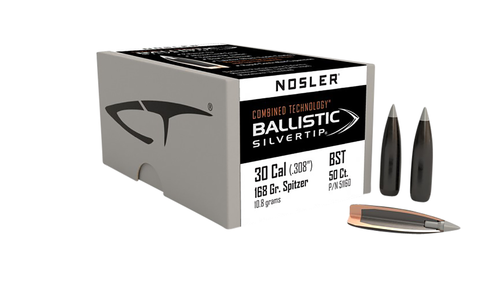 NOSLER 51160 BALLISTIC SILVERTIP 30CAL 168GR SPITZER POINT 50/BOX