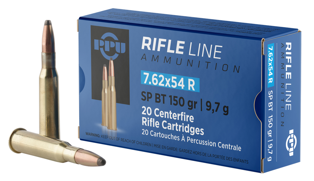 PPU PP76254S METRIC RIFLE 7.62X54MMR 150 GRAIN SOFT POINT BT 20 RNDS