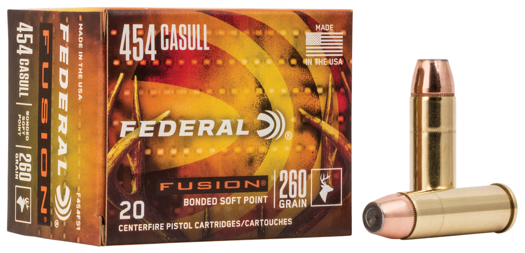 FEDERAL F454FS1 FUSION HANDGUN 454 CASULL 260 GRAIN SOFT POINT 20 RNDS
