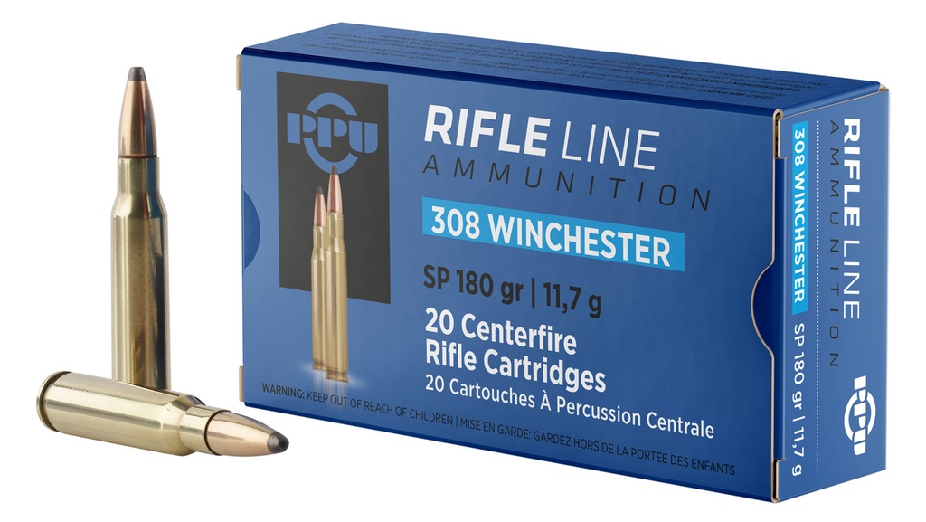 PPU PP3083 STANDARD RIFLE 308 WIN 180 GRAIN SOFT POINT 20 RNDS
