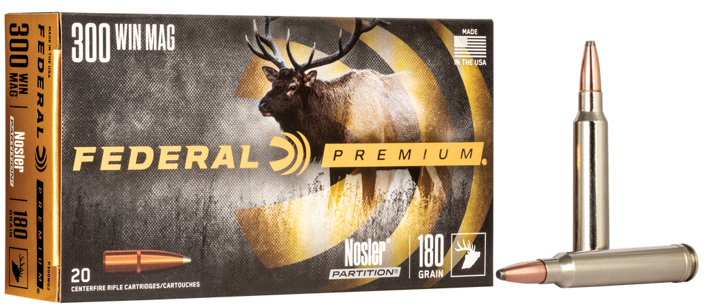 FEDERAL P300WD2 PREMIUM 300 WIN MAG 180 GRAIN NOSLER PARTITION RNDS