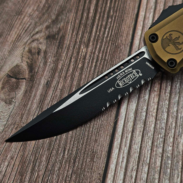 MICROTECH 1703M-2OD HERA II MINI SINGLE EDGE PARTIAL SERRATED OD GREEN 