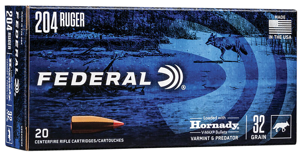 FEDERAL V204VM32 VARMINT & PREDATOR 204 RUGER 32 GRAIN V-MAX 20 RNDS