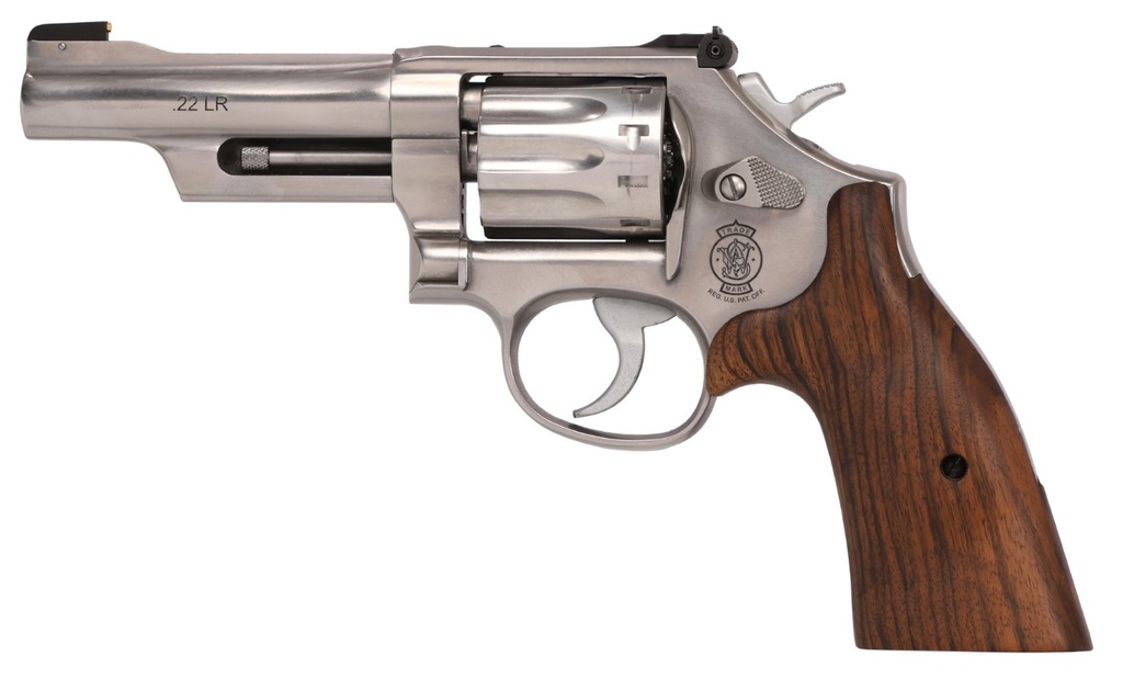 SMITH & WESSON 14107 617 MOUNTAIN GUN 22 LR 4" SS BEAR HUG GRIPS