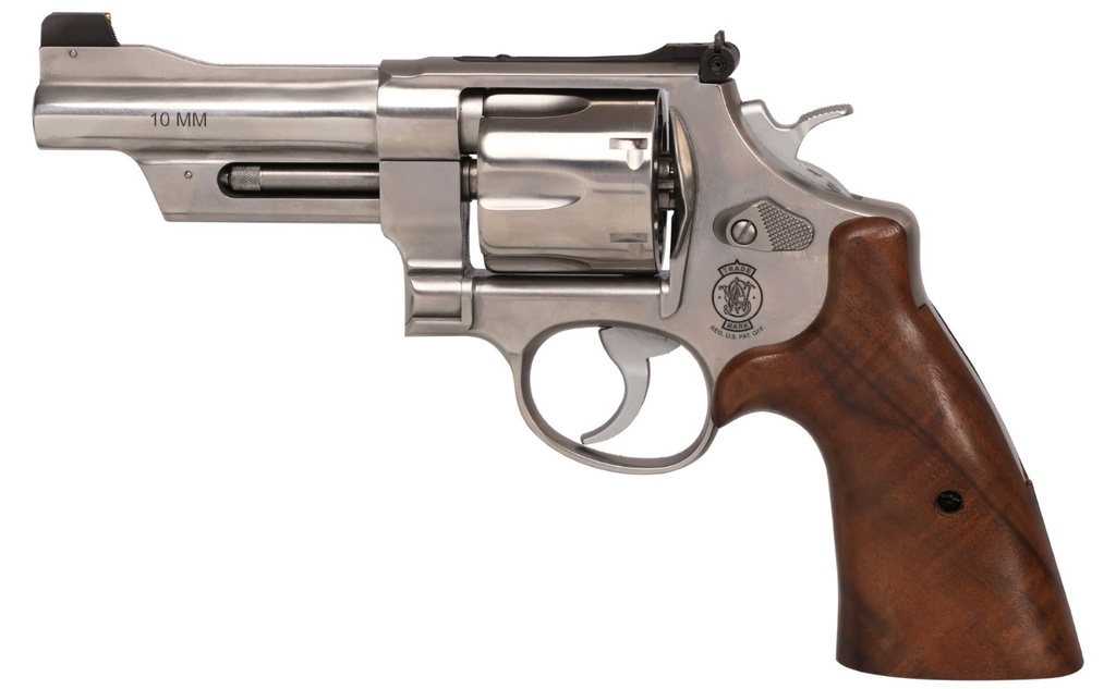 SMITH & WESSON 14042 610 MOUNTAIN GUN 10MM 4" SS BEAR HUG GRIPS / GOLD BEAD SIGHT
