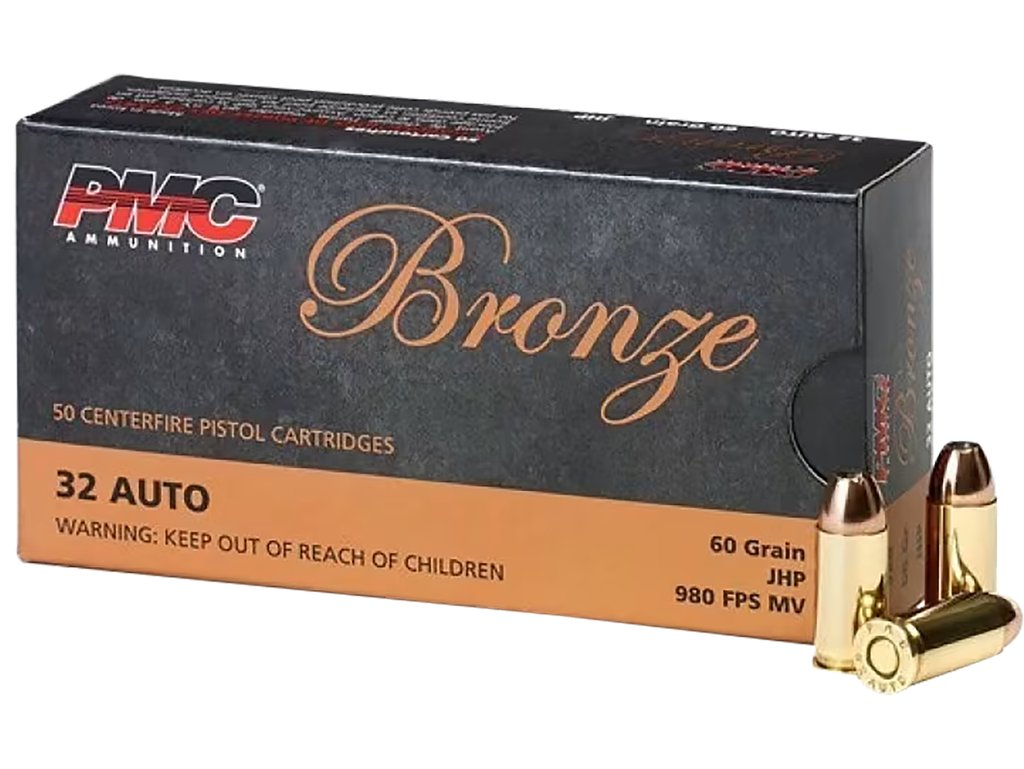 PMC 32B BRONZE 32 ACP 60 GRAIN JACKETED HOLLOW POINT 50 RNDS