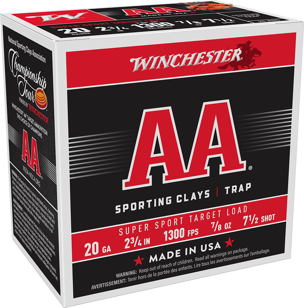 WINCHESTER AASC207 AA SUPER SPORT SPORTING CLAY 20 GAUGE 2-3/4" 7/8 OZ 7.5 SHOT 25 RNDS