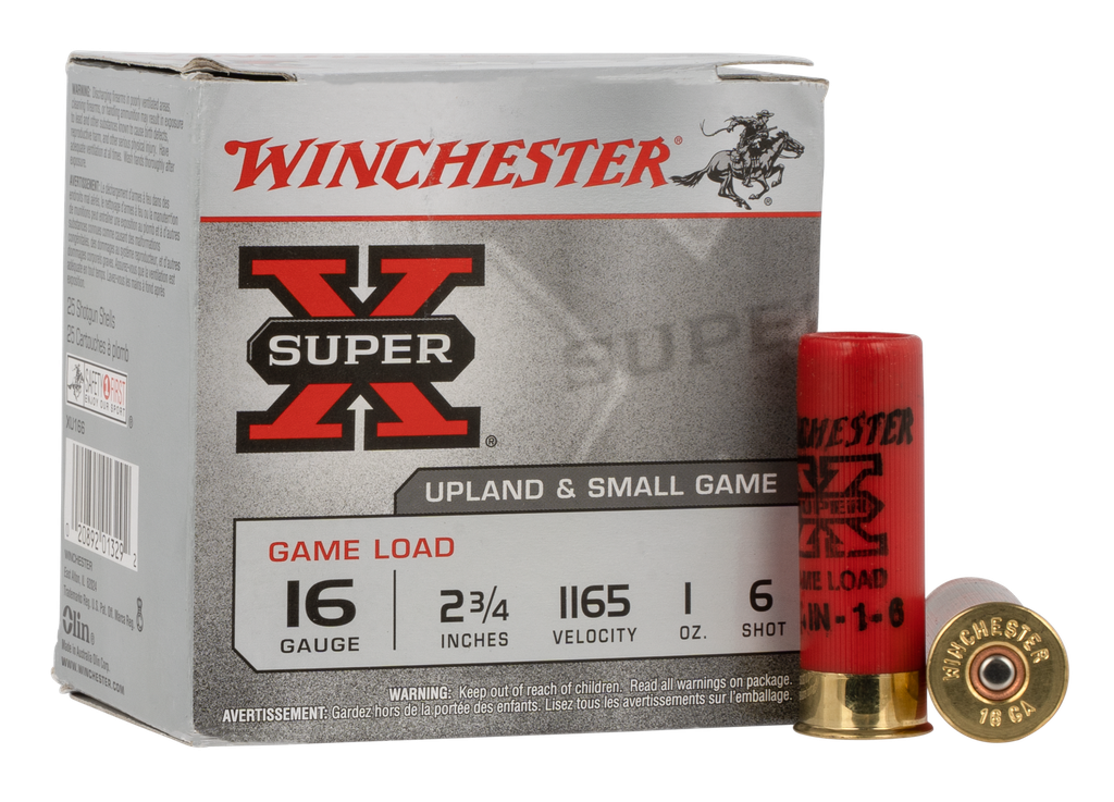 WINCHESTER XU166 SUPER-X GAME LOAD 16 GA 2-3/4" 1 OZ 6 SHOT 25 RNDS