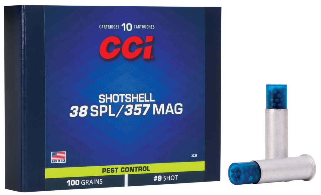 CCI 3738 PEST CONTROL SHOTSHELL 38 SPC / 357 MAG 100 GRAIN #9 SHOT 10 RNDS