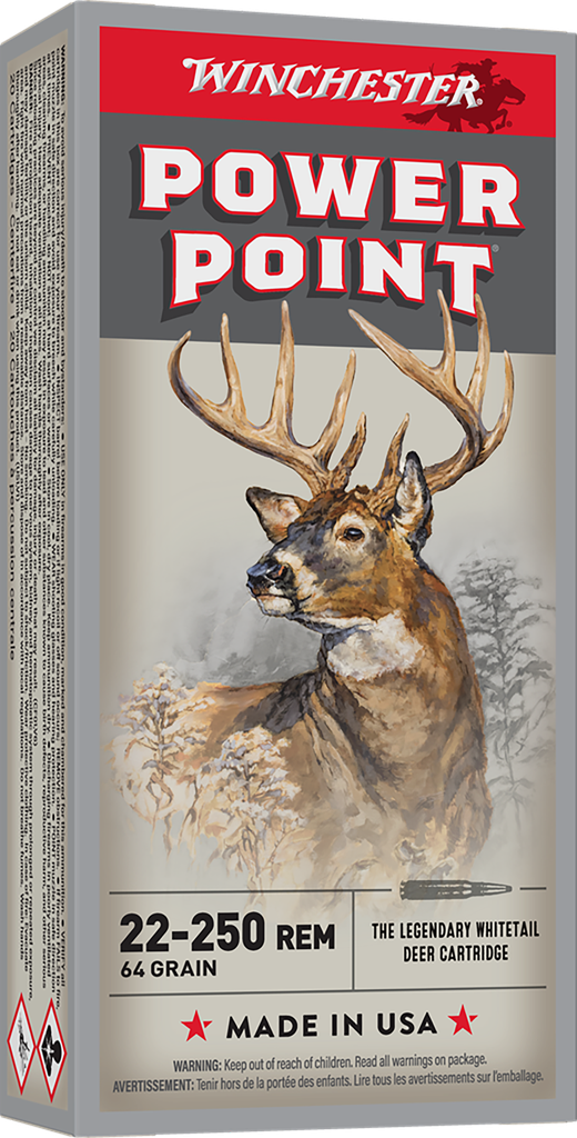 WINCHESTER X222502 POWER-POINT 22-250 REMINGTON 64 GRAIN 20 RNDS