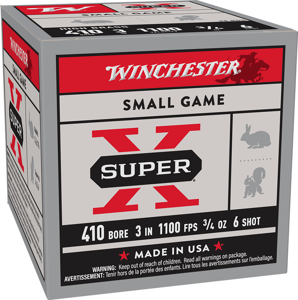 WINCHESTER X413H6 SUPER-X HEAVY GAME LOAD 410 GA 3" 3/4OZ 6 SHOT 25 RNDS
