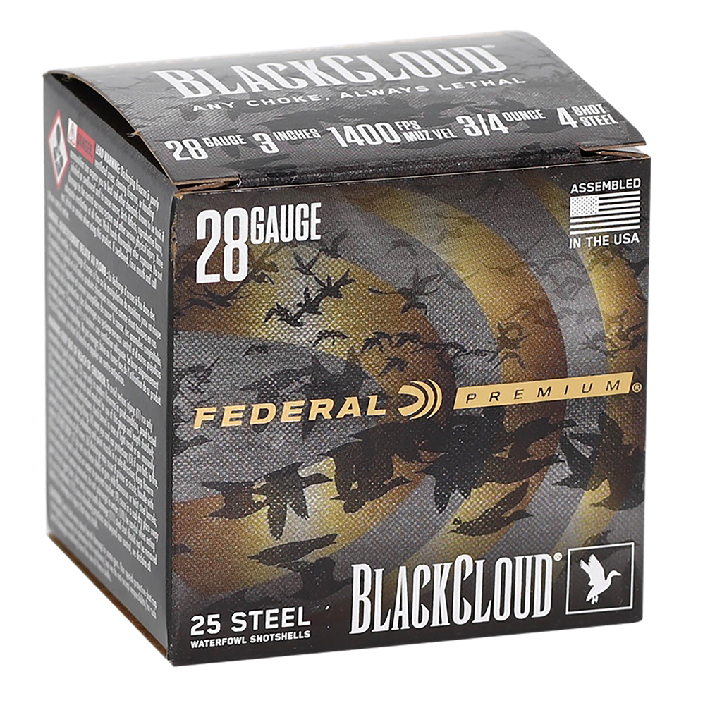 FEDERAL PWBX2854 BLACK CLOUD FS 28 GAUGE 3" 3/4OZ 4 SHOT 25 RNDS