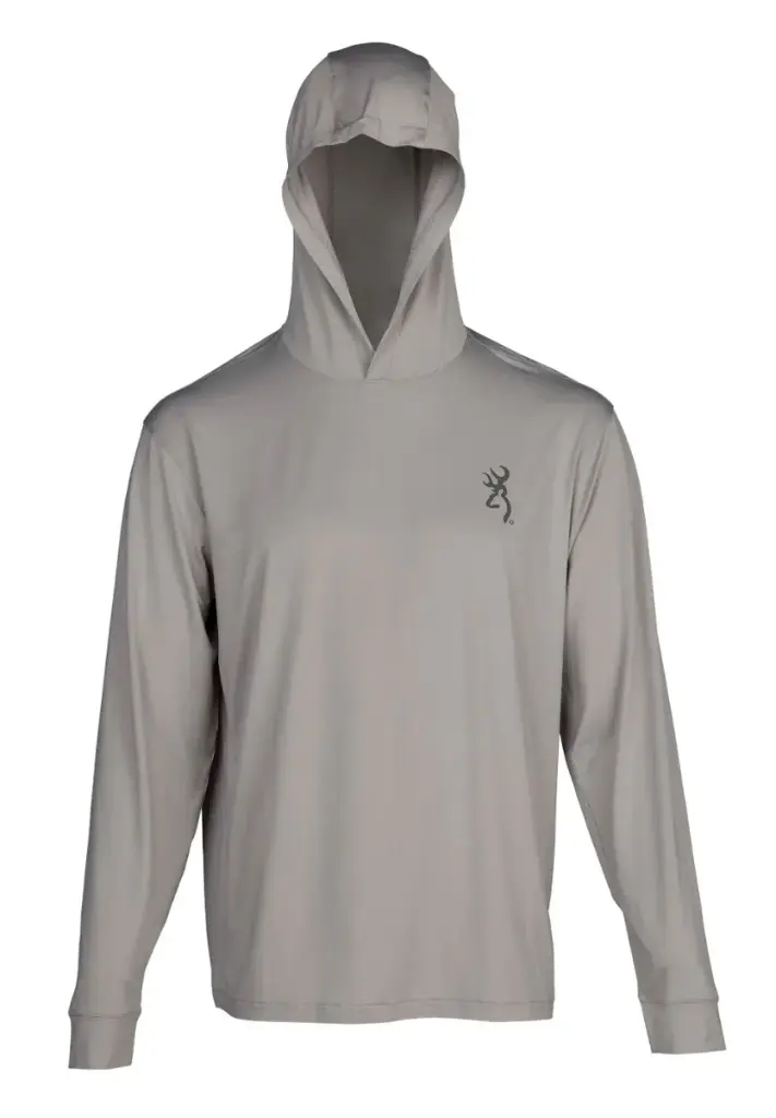 BROWNING 3011809703 HOODED LONG SLEEVE GRAPHIC SUN SHIRT LIGHT GRAY SIZE LARGE