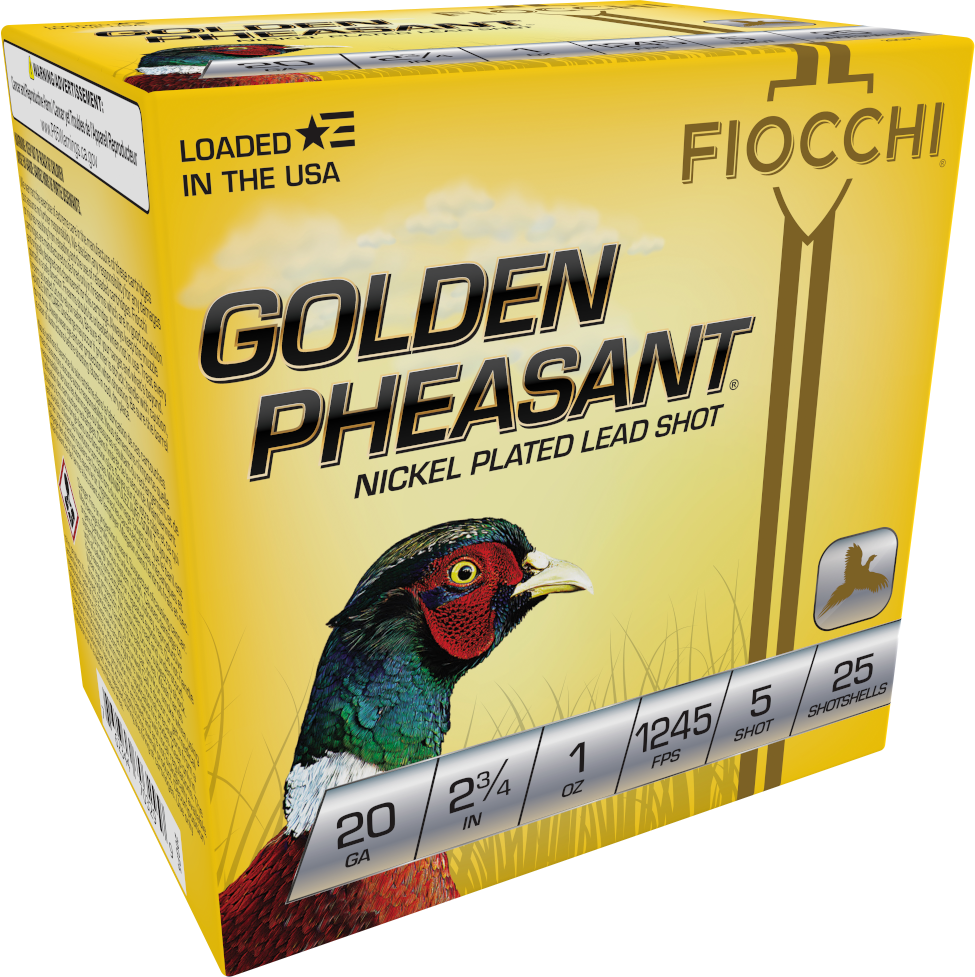 FIOCCHI 20GP5 GOLDEN PHEASANT 20 GAUGE 2-3/4" 1 OZ 5 SHOT 25 RNDS
