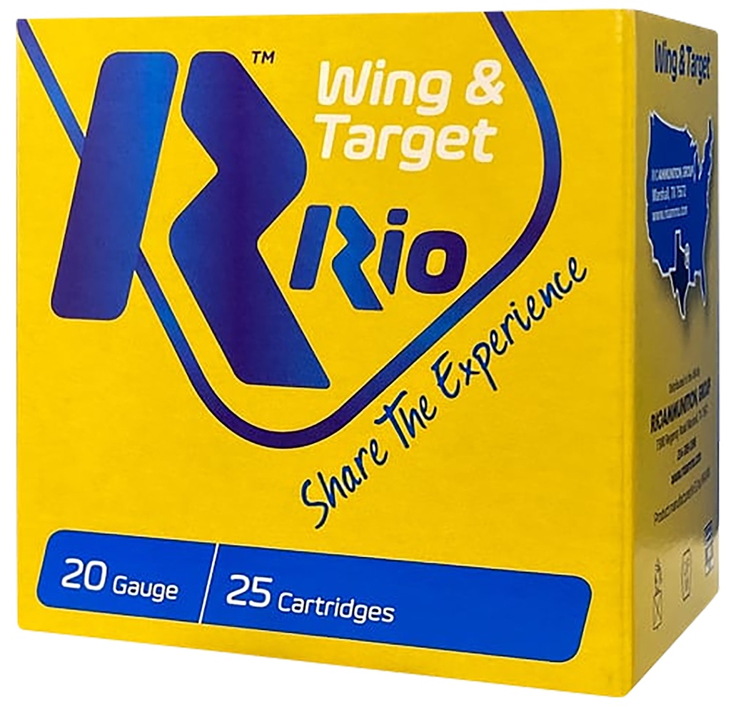 RIO AMMUNITION WT208 WING & TARGET 20GAUGE 2.75" 7/8OZ 8SHOT 25 PER BOX