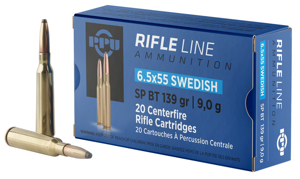 PPU PP6SWS METRIC RIFLE 6.5X55 SWEDISH 139GR SOFT POINT BOAT TAIL 20 RNDS