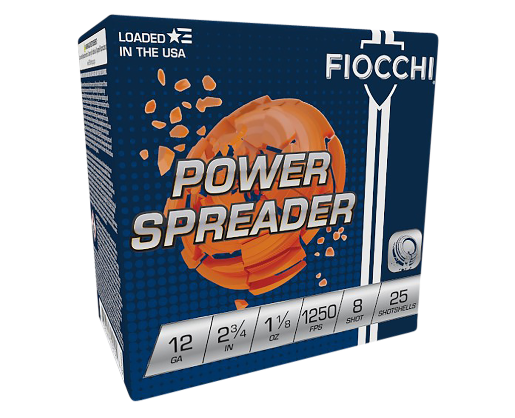 FIOCCHI 12SSCX8 EXACTA TARGET POWER SPREADER 12 GA 2-3/4" 1-1/8OZ 8 SHOT 25 RNDS