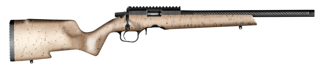 CHRISTENSEN ARMS 8011200100 RANGER 22 LR 10+1 18" CARBON FIBER/THREADED BARREL, BLACK ANODIZED FINISH, TAN WITH BLACK WEBBING STOCK