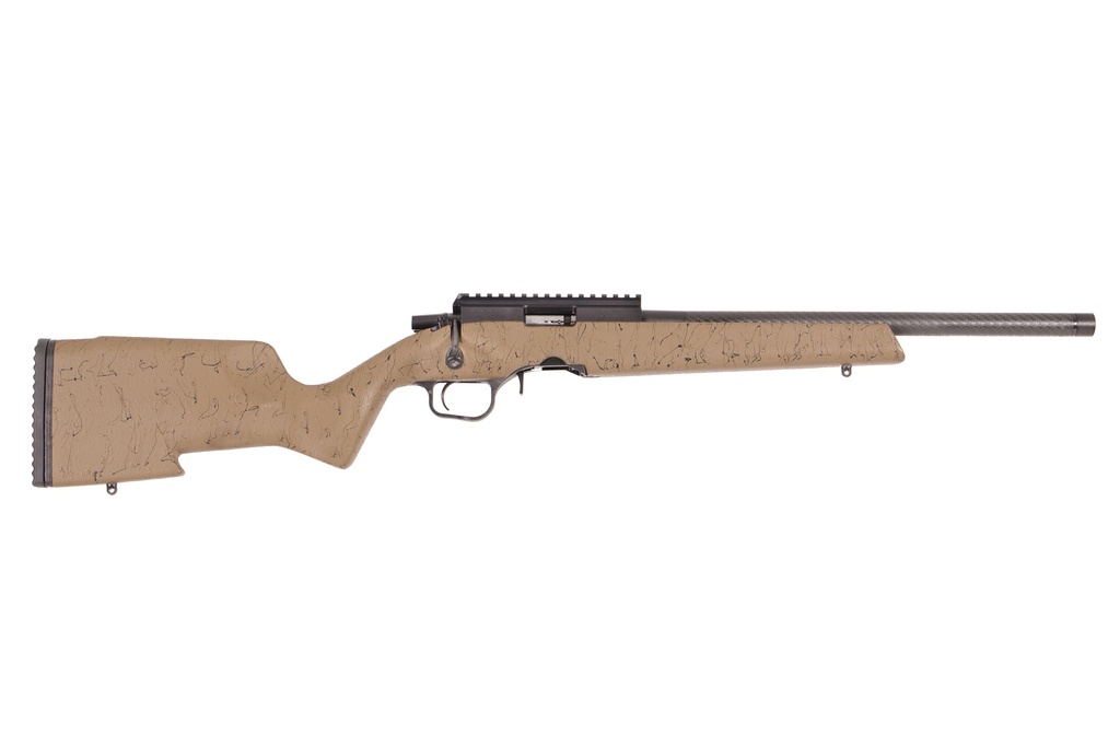 CHRISTENSEN ARMS 8011201500 RANGER FULL SIZE 17 HMR 9+1, 18" BLACK CARBON FIBER BARREL, BLACK ANODIZED ALUMINUM RECEIVER, TAN W/BLACK WEBBING