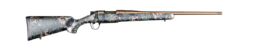 CHRISTENSEN ARMS 8010107500 MESA FFT 6.5 PRC 4+1 20" THREADED BARREL, BURNT BRONZE CERAKOTE, GREEN WITH BLACK/TAN WEBBING STOCK
