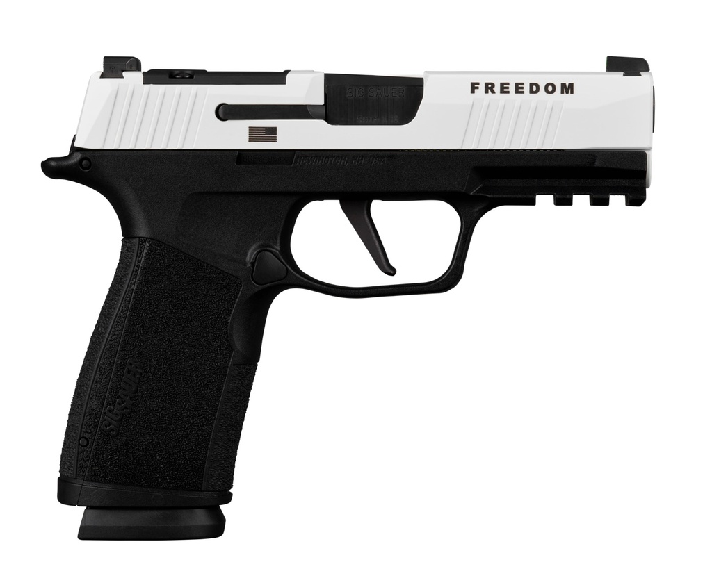 SIG SAUER 365XCA-9-TWXR3-TP P365 X-MACRO FREEDOM SERIES LIMITED EDITION 9MM LUGER 17+1 3.70" WHITE CERAKOTE W/"FREEDOM" AND FLAG ENGRAVING