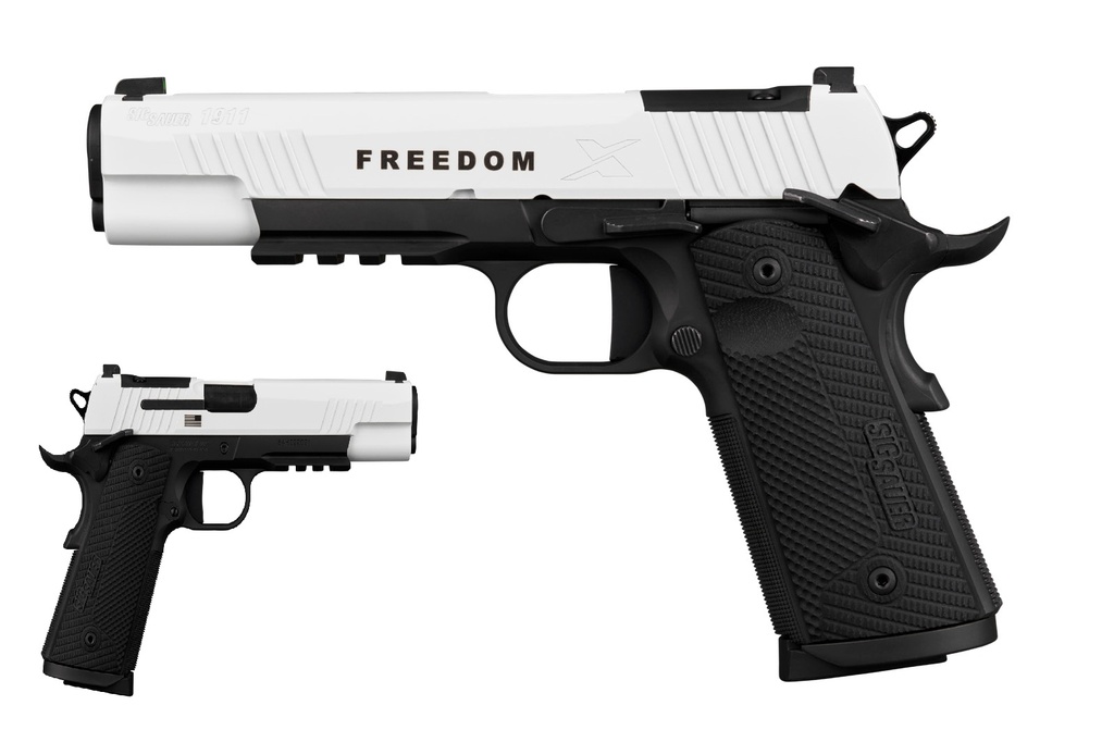 SIG SAUER 1911XR-45-TWXR3-TP 1911-X FREEDOM SERIES LIMITED EDITION FULL SIZE 45 ACP 8+1 5" WHITE CERAKOTE W/"FREEDOM" AND FLAG ENGRAVING 