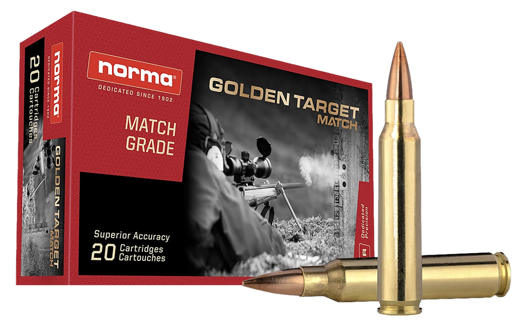 NORMA AMMUNITION 10157692 DEDICATED PRECISION GOLDEN TARGET MATCH 223 REM 69 GRAIN BOAT TAIL HOLLOW POINT 20 RNDS