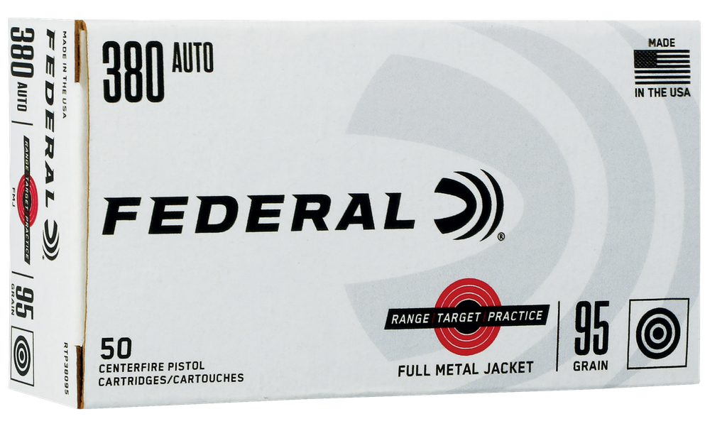 FEDERAL RTP38095 RANGE & TARGET 380 ACP 95 GRAIN FMJ 50 RNDS