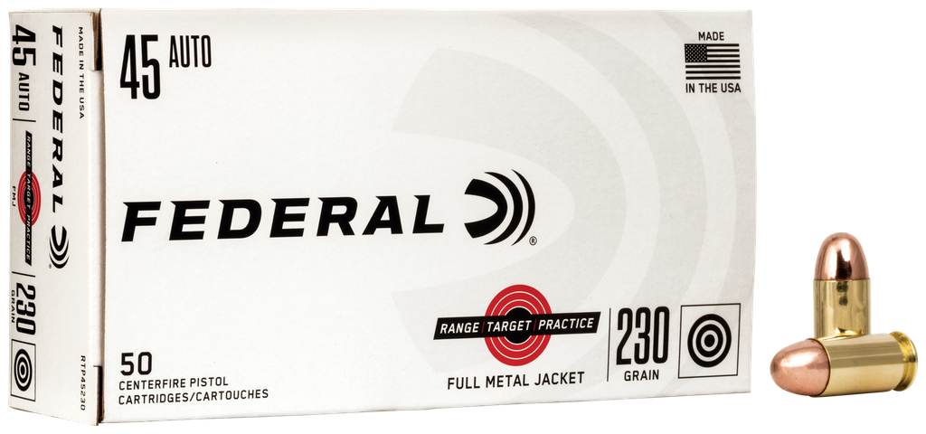 FEDERAL RTP45230 RANGE & TARGET 45 ACP 230 GRAIN FMJ 50 RNDS