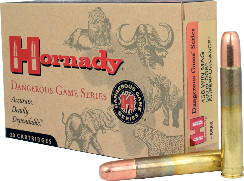 HORNADY 8585 DANGEROUS GAME 458 WIN MAG 500 GRAIN DANGEROUS GAME SOLID 20 RNDS