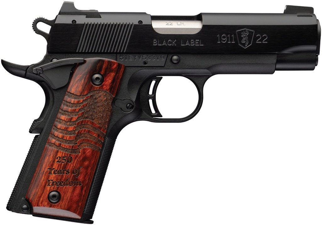 BROWNING 051072490 1911 BLACK LABEL MEDALLION 250 COMPACT FRAME 22 LR 10+1 3.63" 