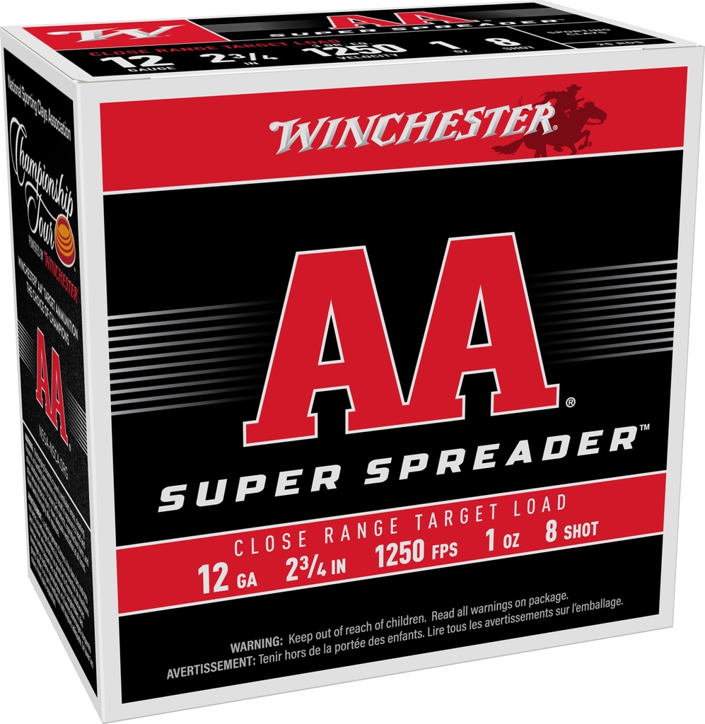 WINCHESTER AASL128 AA SUPER SPREADER 12 GAUGE 2-3/4" 1 OZ 8 SHOT 25 RNDS 