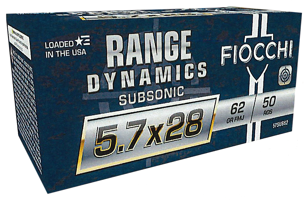 FIOCCHI 57SUB62 RANGE DYNAMICS SUBSONIC 5.7X28MM 62 GRAIN FMJ 50 CNT