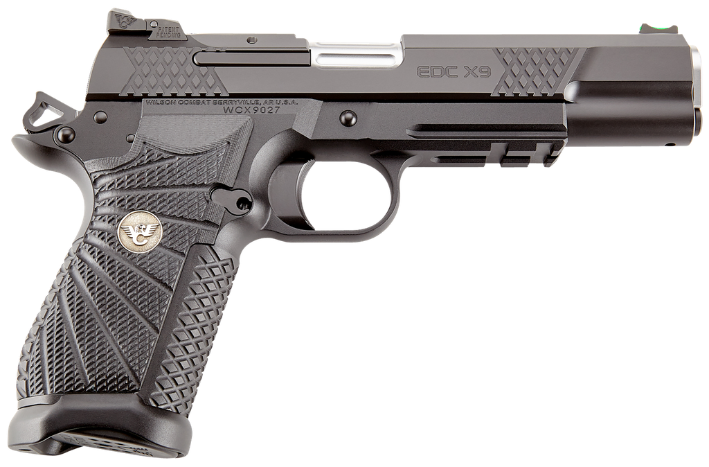 WILSON COMBAT EDCXLPR9A EDC X9L 9MM LUGER 15+1 5" BLACK DLC SERRATED STAINLESS STEEL SLIDE, BLACK ALUMINUM FRAME W/BEAVERTAIL & PICATINNY RAIL BLACK G10 STARBURST GRIP