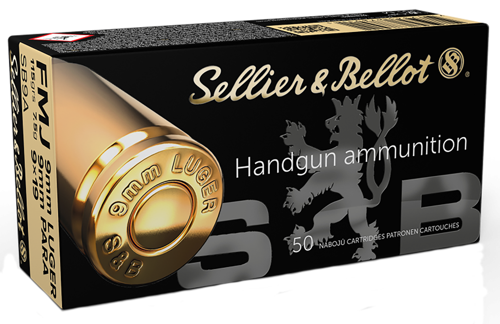 SELLIER & BELLOT SB9A HANDGUN 9MM 115 GRAIN FULL METAL JACKET 50 RNDS
