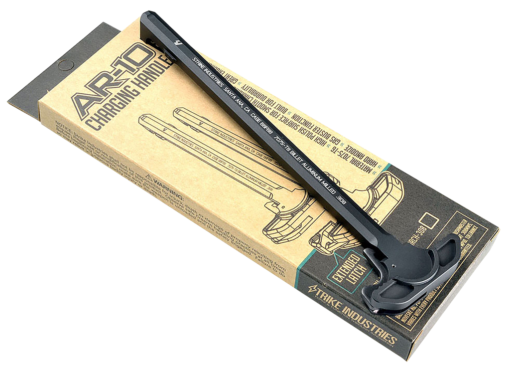 STRIKE INDUSTRIES ARCHEL308BK EXTENDED LATCH CHARGING HANDLE AR-10 BLACK ANODIZED ALUMINUM