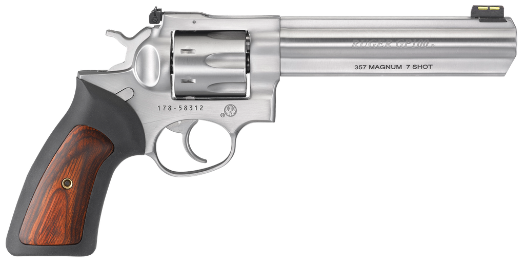 RUGER 1773 GP100 357 MAG 7 SHOT, 6" SATIN  