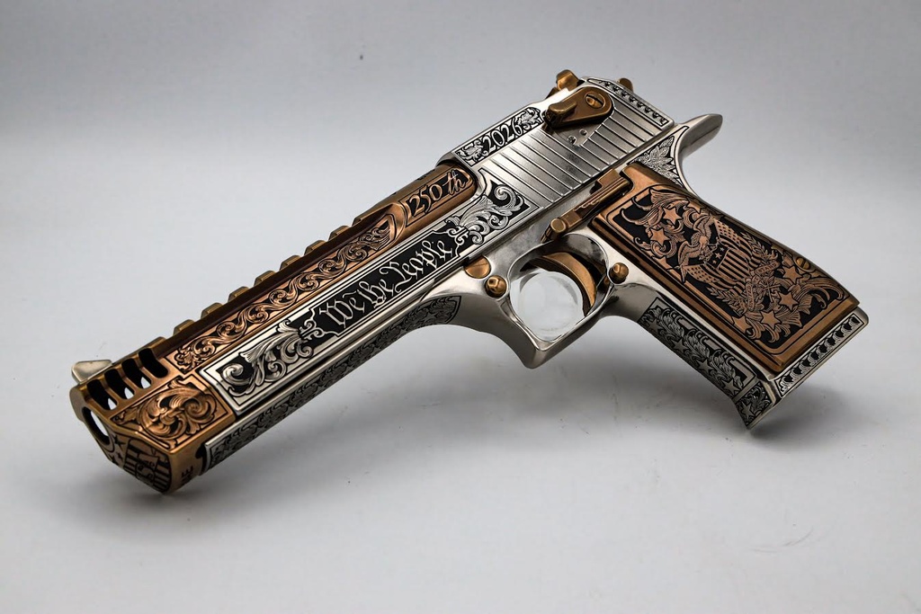 MAGNUM RESEARCH DE50SQC DESERT EAGLE MARK XIX 250TH LIBERTY SPECIAL 50 AE 8+1 6" CARBON STEEL STAINLESS LASER ENGRAVED W/EAGLE GRIP