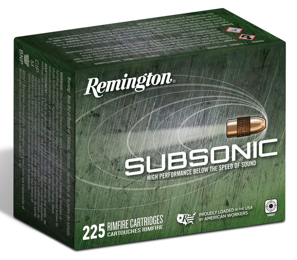 REMINGTON AMMUNITION 21249 SUBSONIC RIMFIRE 22 LR 40 GRAIN HP 225 RNDS