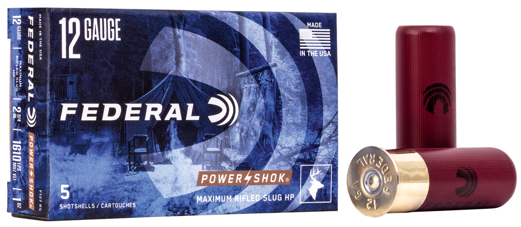 FEDERAL F127RS POWER-SHOK SLUG 12 GA 2-3/4" 1 OZ 5 RNDS