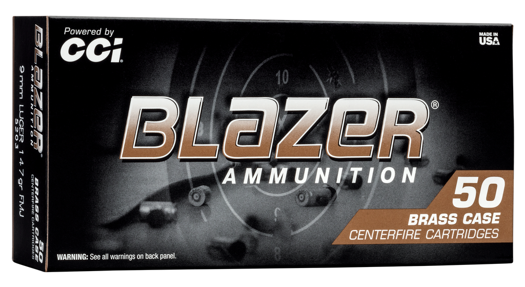 CCI 5203S BLAZER BRASS SUPPRESSOR 9MM 147 GRAIN TMJ 50 RNDS