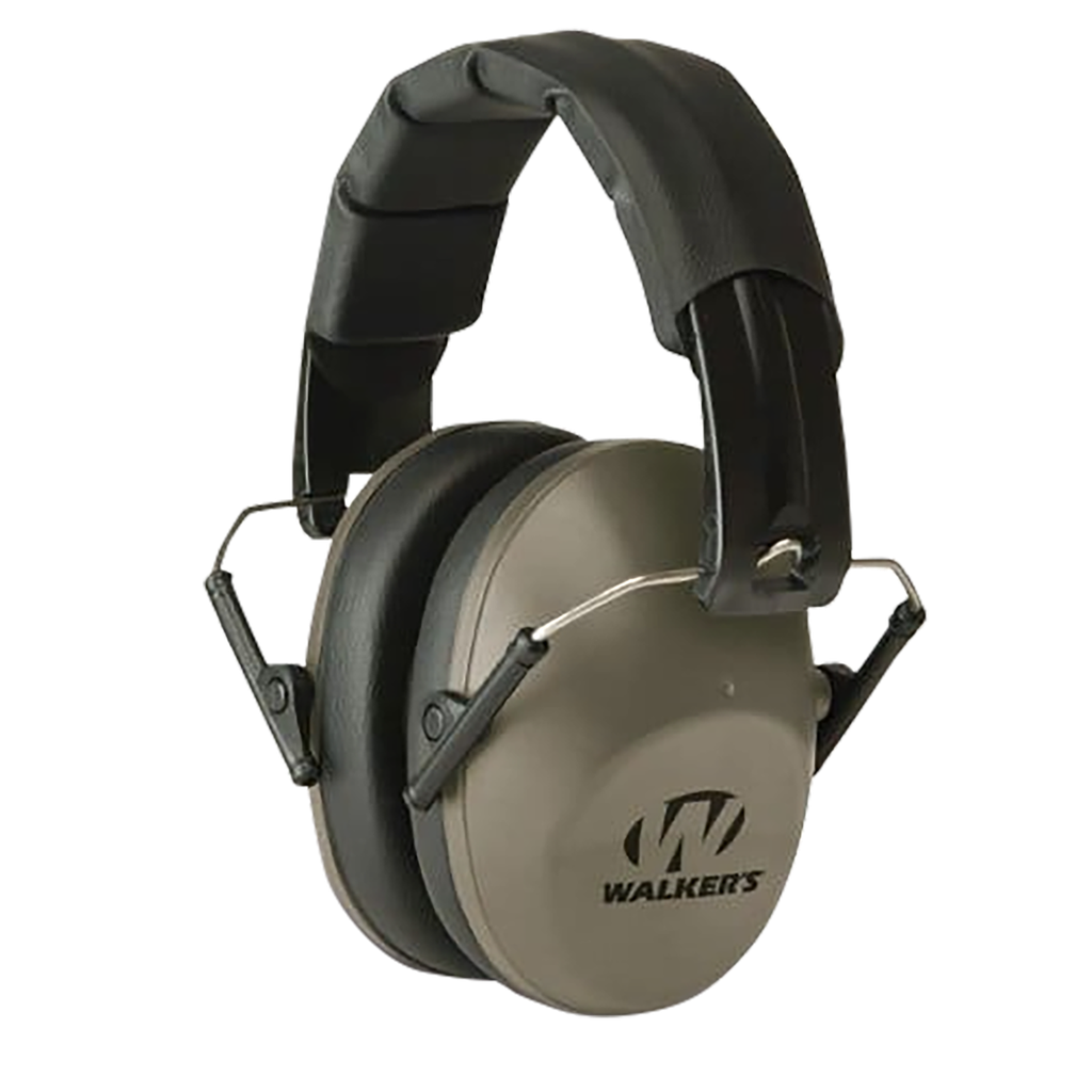 WALKER'S GWPFPM1FDE PRO LOW PROFILE FOLDING PASSIVE MUFF 22 DB OVER THE HEAD FLAT DARK EARTH/BLACK POLYMER