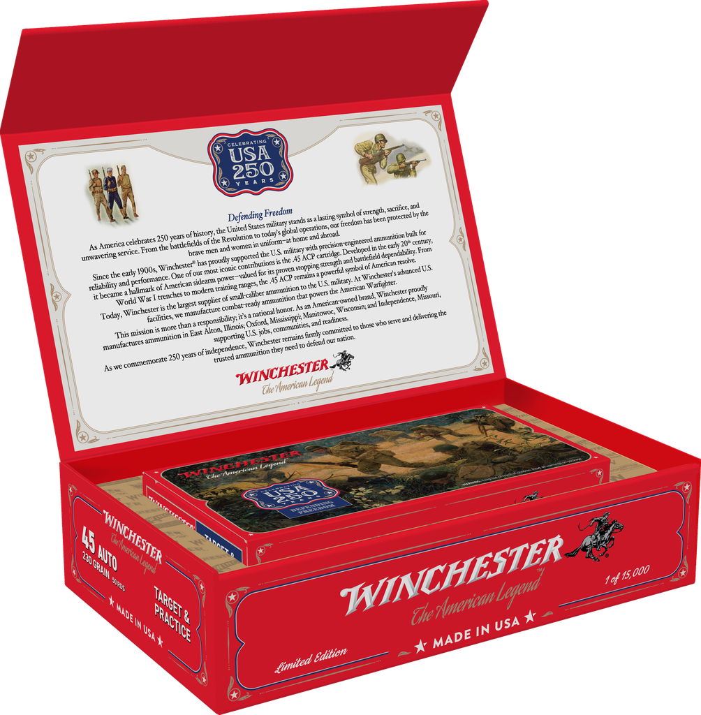 WINCHESTER USA45250 USA 250TH 45 ACP 230 GRAIN FMJ 50 RNDS