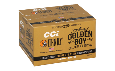 CCI HGB22  22LR HENRY GOLDEN BOY 36GR COPPER PLATED HOLLOW POINT 275 RNDS